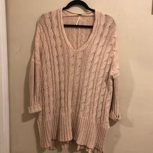 Pink Cable Knit Free People Sweater